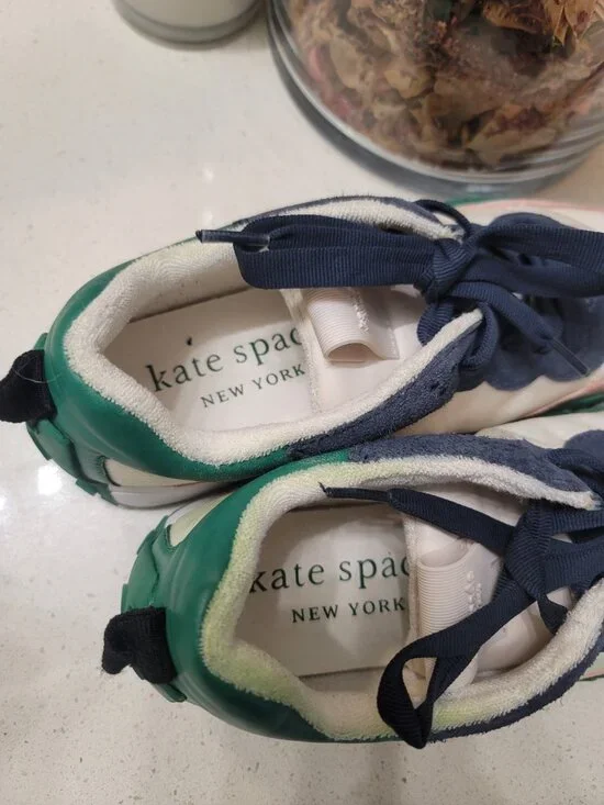 Kate Spade New York K as in Kate Sneaker Green White Leather Women's Size 11 B - Picture 8 of 9